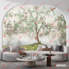 TRANH VẢI DÁN TƯỜNG PHÒNG KHÁCH - TRANH VẢI HOA 3D - TRANH TRANG TRÍ | MÃ T3D-389627984