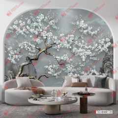 TRANH VẢI DÁN TƯỜNG PHÒNG KHÁCH - TRANH VẢI HOA 3D - TRANH TRANG TRÍ | MÃ T3D-404481729