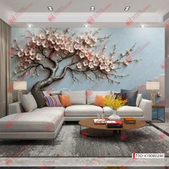 TRANH VẢI DÁN TƯỜNG PHÒNG KHÁCH - TRANH VẢI HOA 3D - TRANH TRANG TRÍ | MÃ T3D-419080246