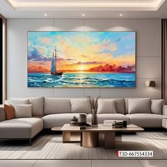TRANH TREO PHÒNG KHÁCH - TRANH TRANG TRÍ - TRANH TREO THUẬN BUỒM XUÔI GIÓ - KIỂU TRANH NGANG | MÃ T3D-667554334