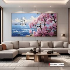TRANH TREO PHÒNG KHÁCH - TRANH TRANG TRÍ - TRANH TREO THUẬN BUỒM XUÔI GIÓ - KIỂU TRANH NGANG | MÃ T3D-668258049