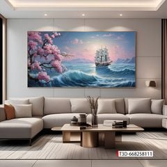 TRANH TREO PHÒNG KHÁCH - TRANH TRANG TRÍ - TRANH TREO THUẬN BUỒM XUÔI GIÓ - KIỂU TRANH NGANG | MÃ T3D-668258111