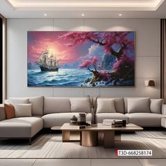 TRANH TREO PHÒNG KHÁCH - TRANH TRANG TRÍ - TRANH TREO THUẬN BUỒM XUÔI GIÓ - KIỂU TRANH NGANG | MÃ T3D-668258174