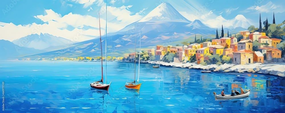 TRANH TREO PHÒNG KHÁCH HIỆN ĐẠI - TRANH TRANG TRÍ - TRANH TREO TƯỜNG PHONG CẢNH CHÂU ÂU - KIỂU TRANH LIỀN KHỔ | MÃ: T3D-669711749