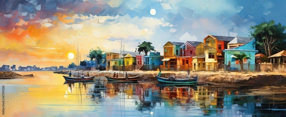 TRANH TREO PHÒNG KHÁCH HIỆN ĐẠI - TRANH TRANG TRÍ - TRANH TREO TƯỜNG PHONG CẢNH CHÂU ÂU - KIỂU TRANH LIỀN KHỔ | MÃ: T3D-673451216