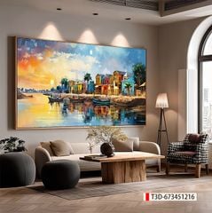 TRANH TREO PHÒNG KHÁCH HIỆN ĐẠI - TRANH TRANG TRÍ - TRANH TREO TƯỜNG PHONG CẢNH CHÂU ÂU - KIỂU TRANH LIỀN KHỔ | MÃ: T3D-673451216