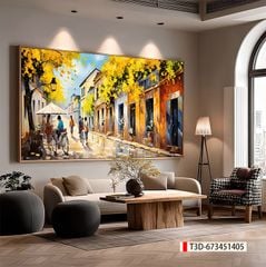 TRANH TREO PHÒNG KHÁCH HIỆN ĐẠI - TRANH TRANG TRÍ - TRANH TREO TƯỜNG PHONG CẢNH CHÂU ÂU - KIỂU TRANH LIỀN KHỔ | MÃ: T3D-673451405