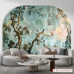 1255 - TRANH VẢI DÁN TƯỜNG PHÒNG KHÁCH - TRANH VẢI INDOCHINE - TRANH TRANG TRÍ | MÃ T3D-832701957