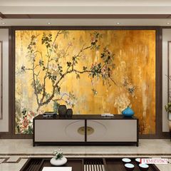 1256 - TRANH VẢI DÁN TƯỜNG PHÒNG KHÁCH - TRANH VẢI INDOCHINE - TRANH TRANG TRÍ | MÃ T3D-832702603