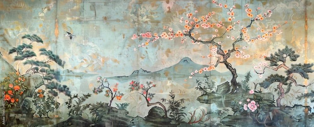 1257 - TRANH VẢI DÁN TƯỜNG PHÒNG KHÁCH - TRANH VẢI INDOCHINE - TRANH TRANG TRÍ | MÃ T3D-832703282