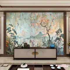 1257 - TRANH VẢI DÁN TƯỜNG PHÒNG KHÁCH - TRANH VẢI INDOCHINE - TRANH TRANG TRÍ | MÃ T3D-832703282