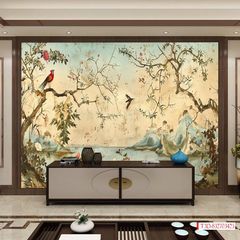 1258 - TRANH VẢI DÁN TƯỜNG PHÒNG KHÁCH - TRANH VẢI INDOCHINE - TRANH TRANG TRÍ | MÃ T3D-832703425