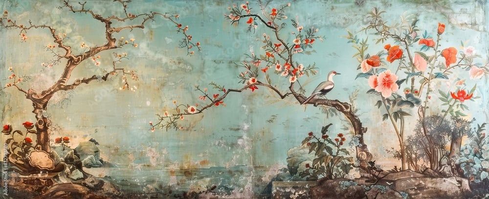 1260 - TRANH VẢI DÁN TƯỜNG PHÒNG KHÁCH - TRANH VẢI INDOCHINE - TRANH TRANG TRÍ | MÃ T3D-832703880