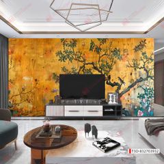 TRANH VẢI DÁN TƯỜNG PHÒNG KHÁCH - TRANH VẢI HOA 3D - TRANH TRANG TRÍ | MÃ T3D-832703932