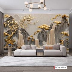 1325 - TRANH VẢI DÁN TƯỜNG PHÒNG KHÁCH - TRANH VẢI TIỂU CẢNH - TRANH TRANG TRÍ | MÃ T3D-841630194