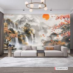 1329 - TRANH VẢI DÁN TƯỜNG PHÒNG KHÁCH - TRANH VẢI TIỂU CẢNH - TRANH TRANG TRÍ | MÃ T3D-844556150