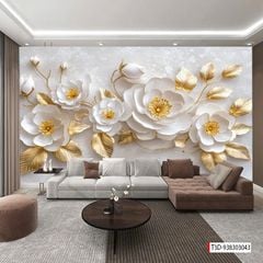TRANH VẢI DÁN TƯỜNG PHÒNG KHÁCH - TRANH VẢI HOA 3D - TRANH TRANG TRÍ | MÃ T3D-938303043