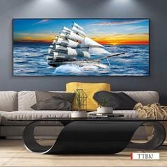 1237 - TRANH TREO PHÒNG KHÁCH - TRANH TRANG TRÍ - TRANH TREO THUẬN BUỒM XUÔI GIÓ - KIỂU TRANH NGANG | MÃ TTB10