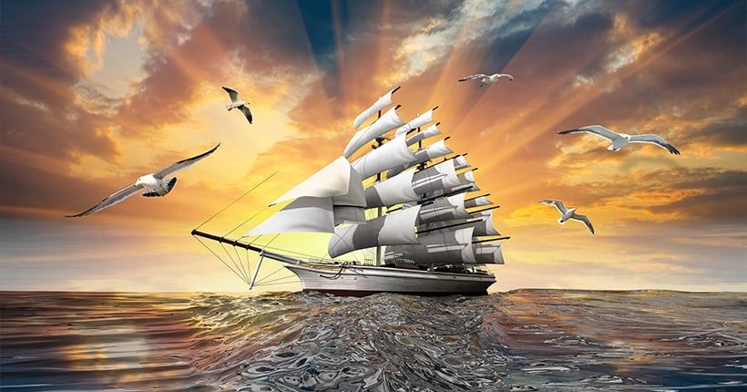 1238 - TRANH TREO PHÒNG KHÁCH - TRANH TRANG TRÍ - TRANH TREO THUẬN BUỒM XUÔI GIÓ - KIỂU TRANH NGANG | MÃ TTB20C