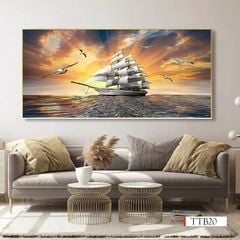 1238 - TRANH TREO PHÒNG KHÁCH - TRANH TRANG TRÍ - TRANH TREO THUẬN BUỒM XUÔI GIÓ - KIỂU TRANH NGANG | MÃ TTB20C