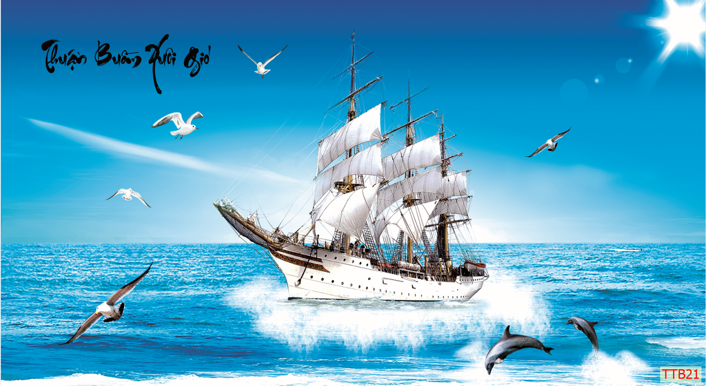 1239 - TRANH TREO PHÒNG KHÁCH - TRANH TRANG TRÍ - TRANH TREO THUẬN BUỒM XUÔI GIÓ - KIỂU TRANH NGANG | MÃ TTB21