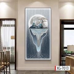 1140 - TRANH TREO HÀNH LANG LỐI ĐI - TRANH TRANG TRÍ - TRANH TREO TƯỜNG HƯƠU TÀI LỘC - KIỂU TRANH DỌC | MÃ XG-7013