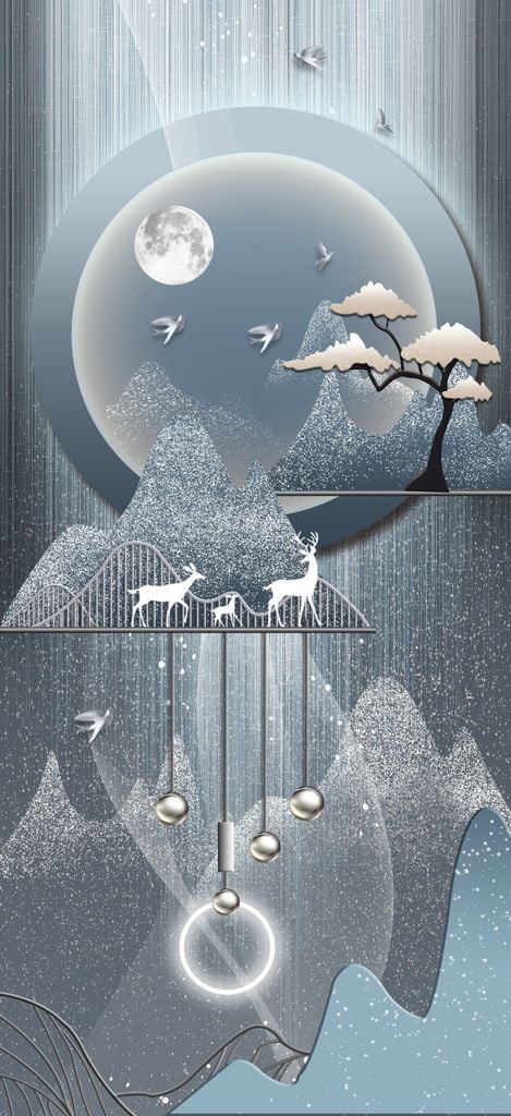 1141 - TRANH TREO HÀNH LANG LỐI ĐI - TRANH TRANG TRÍ - TRANH TREO TƯỜNG HƯƠU TÀI LỘC - KIỂU TRANH DỌC | MÃ XG-7014