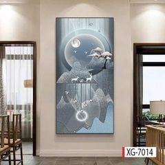 1141 - TRANH TREO HÀNH LANG LỐI ĐI - TRANH TRANG TRÍ - TRANH TREO TƯỜNG HƯƠU TÀI LỘC - KIỂU TRANH DỌC | MÃ XG-7014