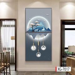 1142 - TRANH TREO HÀNH LANG LỐI ĐI - TRANH TRANG TRÍ - TRANH TREO TƯỜNG HƯƠU TÀI LỘC - KIỂU TRANH DỌC | MÃ XG-7017