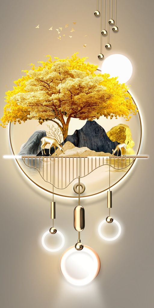 1145 - TRANH TREO HÀNH LANG LỐI ĐI - TRANH TRANG TRÍ - TRANH TREO TƯỜNG HƯƠU TÀI LỘC - KIỂU TRANH DỌC | MÃ XG-7036