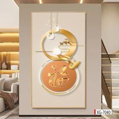 1148 - TRANH TREO HÀNH LANG LỐI ĐI - TRANH TRANG TRÍ - TRANH TREO TƯỜNG HƯƠU TÀI LỘC - KIỂU TRANH DỌC | MÃ XG-7040