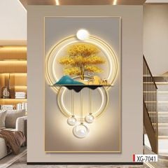 1149 - TRANH TREO HÀNH LANG LỐI ĐI - TRANH TRANG TRÍ - TRANH TREO TƯỜNG HƯƠU TÀI LỘC - KIỂU TRANH DỌC | MÃ XG-7041