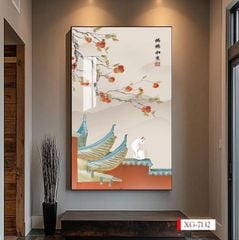 1303 - TRANH TREO HÀNH LANG LỐI ĐI - TRANH TRANG TRÍ - TRANH TREO HOA, BÌNH HOA, QUẢ HỒNG - KIỂU TRANH DỌC | MÃ XG-7132