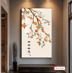 1305 - TRANH TREO HÀNH LANG LỐI ĐI - TRANH TRANG TRÍ - TRANH TREO HOA, BÌNH HOA, QUẢ HỒNG - KIỂU TRANH DỌC | MÃ XG-7134