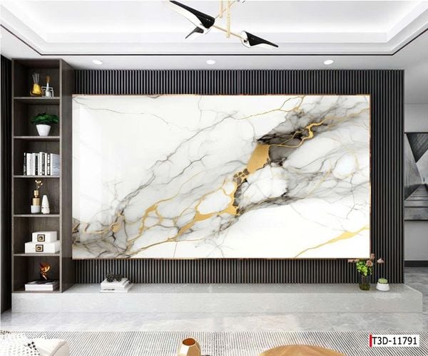 1114 - TẤM ỐP TƯỜNG PVC - VÁCH TRANG TRÍ - TẤM ỐP TRANG TRÍ PHÒNG KHÁCH, VÁCH TIVI - TẤM ỐP VÂN ĐÁ CẨM THẠCH | MÃ T3D-11791