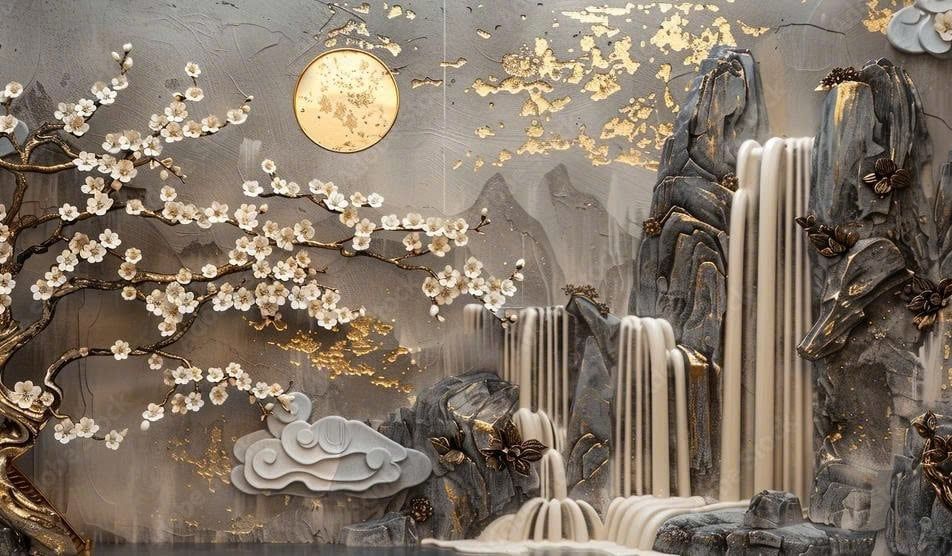 1170 - TRANH DÁN TƯỜNG PHÒNG KHÁCH - TRANH TRANG TRÍ - TRANH DÁN TƯỜNG TIỂU CẢNH - KIỂU TRANH LIỀN KHỔ| MÃ T3D-13302