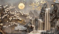 1170 - TRANH DÁN TƯỜNG PHÒNG KHÁCH - TRANH TRANG TRÍ - TRANH DÁN TƯỜNG TIỂU CẢNH - KIỂU TRANH LIỀN KHỔ| MÃ T3D-13302