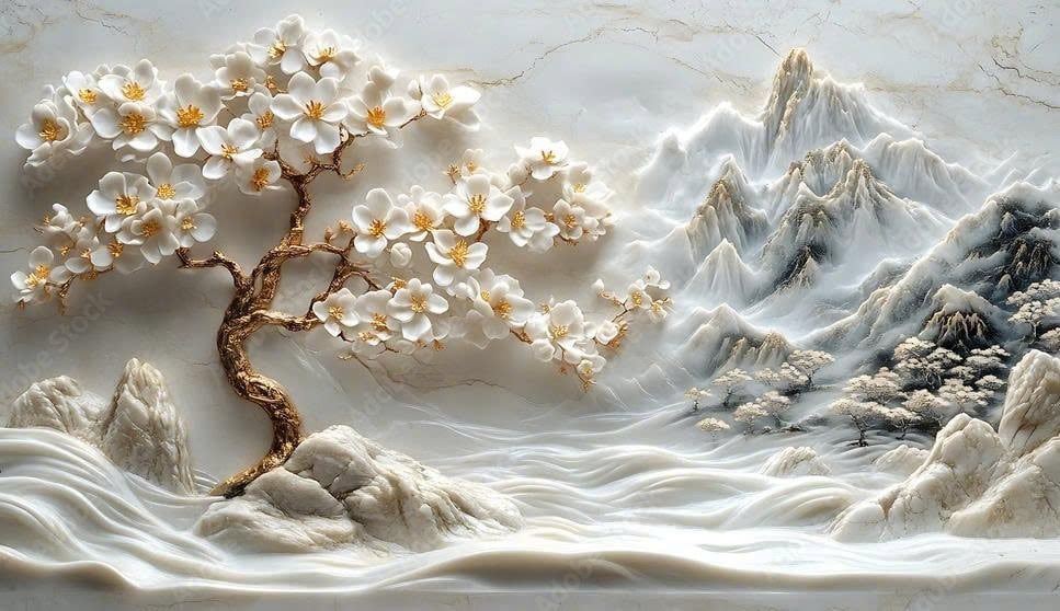 1171 - TRANH DÁN TƯỜNG PHÒNG KHÁCH - TRANH TRANG TRÍ - TRANH DÁN TƯỜNG TIỂU CẢNH - KIỂU TRANH LIỀN KHỔ| MÃ T3D-1283419256