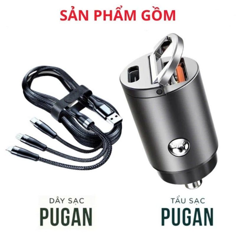  Tẩu Sạc Ô Tô Siêu Nhanh PUGAN Chính Hãng 100W Sạc Ô Tô 