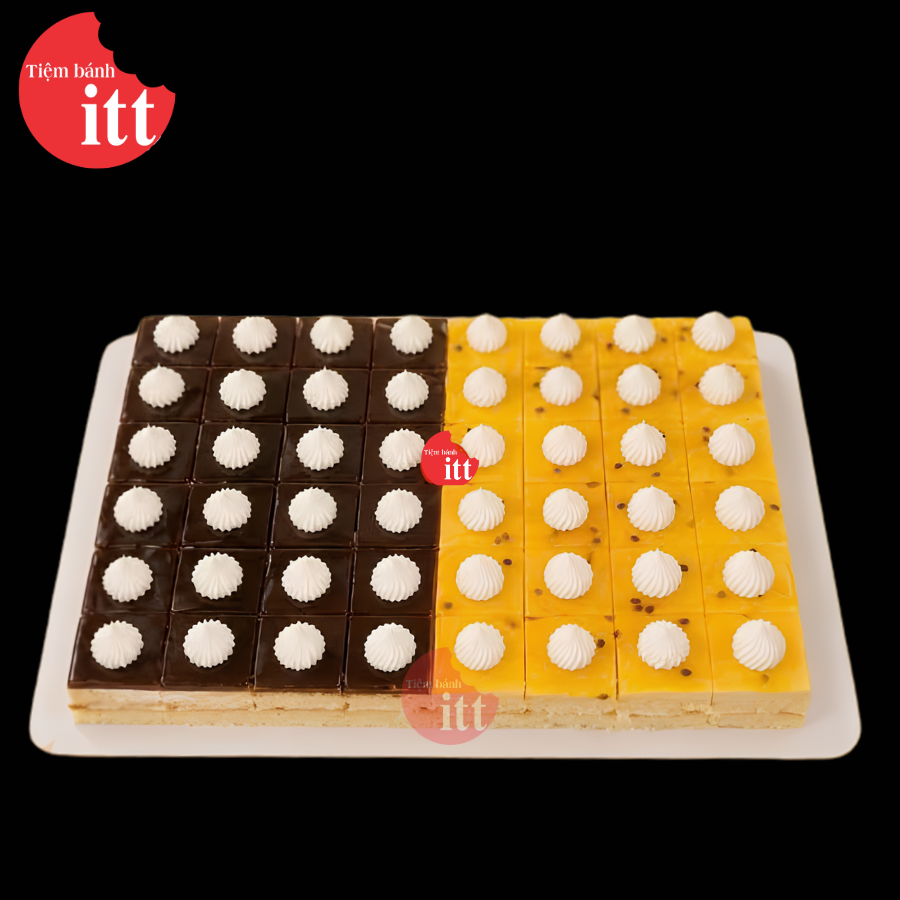 Bánh cắt miếng mix  chanh leo và socola