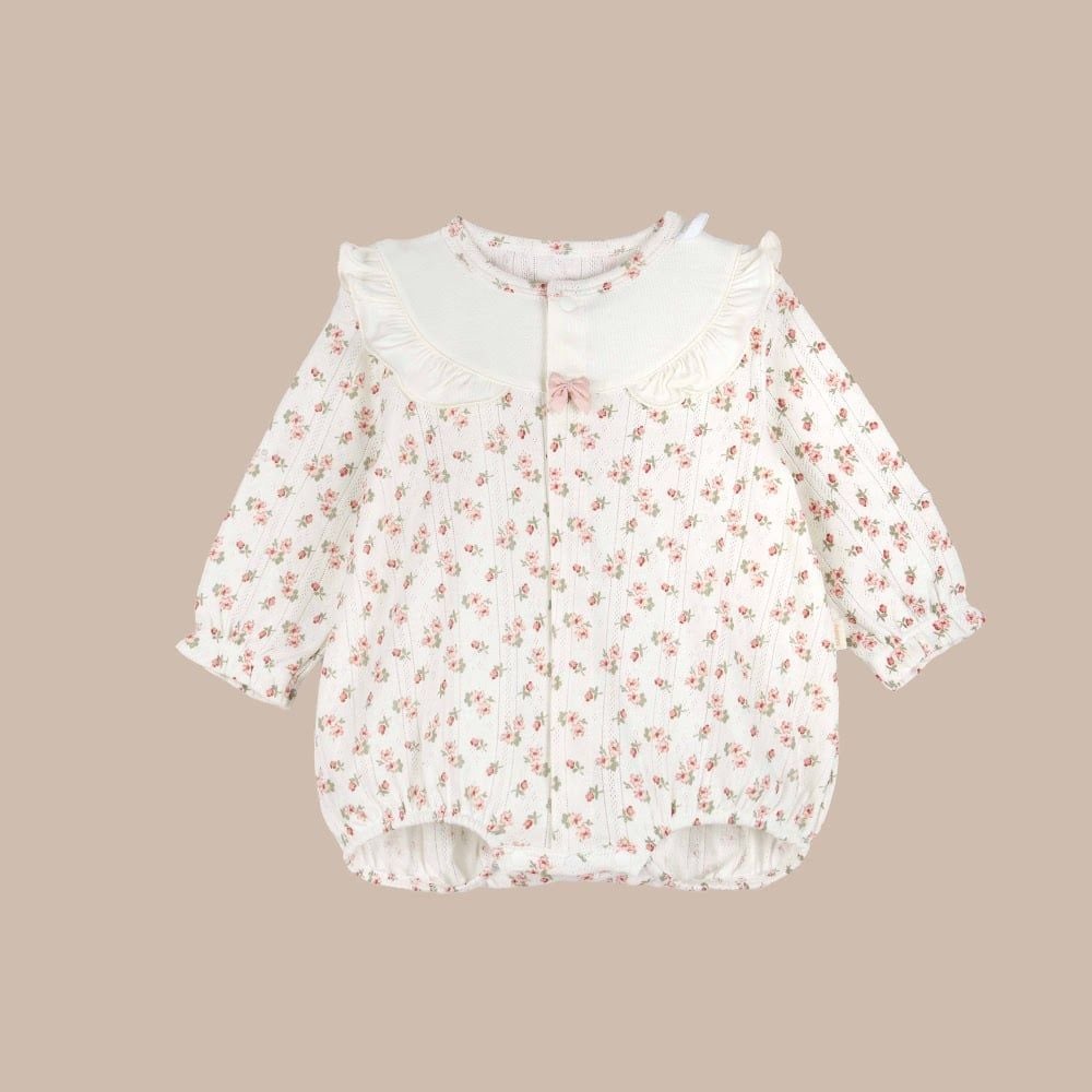 Body chip dài tay cài giữa bèo đáp cổ Siro Jacquard - KCT2102DC