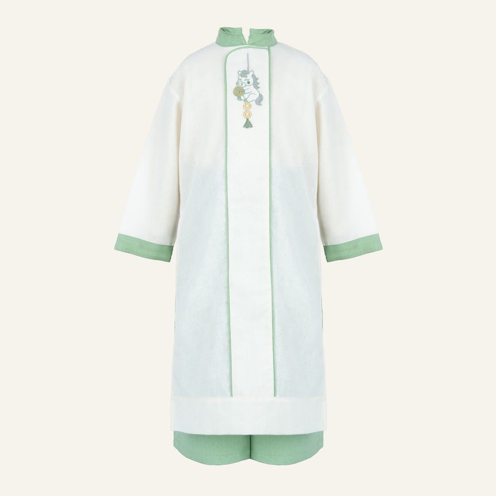 Áo dài linen bé trai Mã lộc xuân   - BLN3132LX