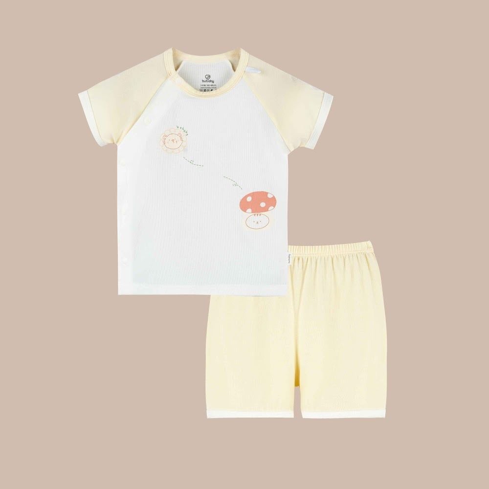 Bộ ngắn tay cài chéo Little Sunshine in nấm và sư tử nhí - IVS1308LS