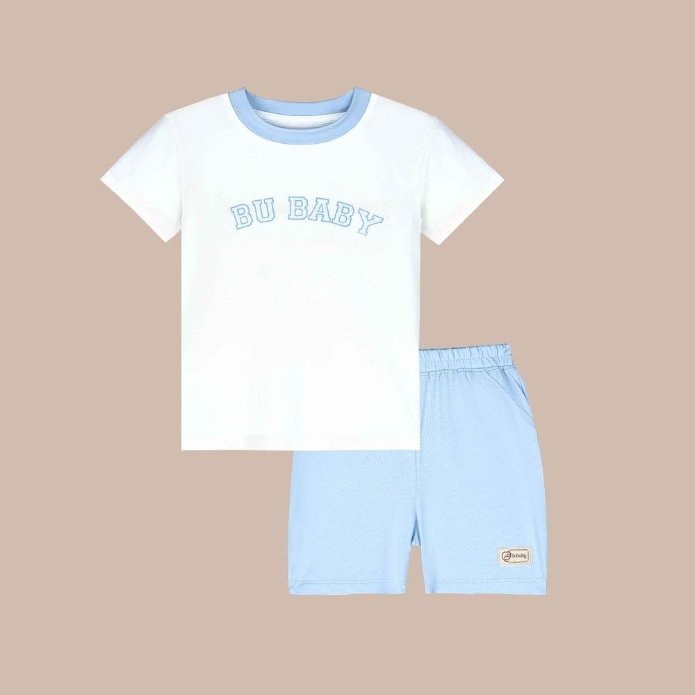 Bộ ngắn tay bé trai logo Bu Baby - SBC133228