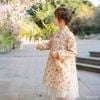 Áo dài linen bé gái Hoa xuân   - BLN3131HX