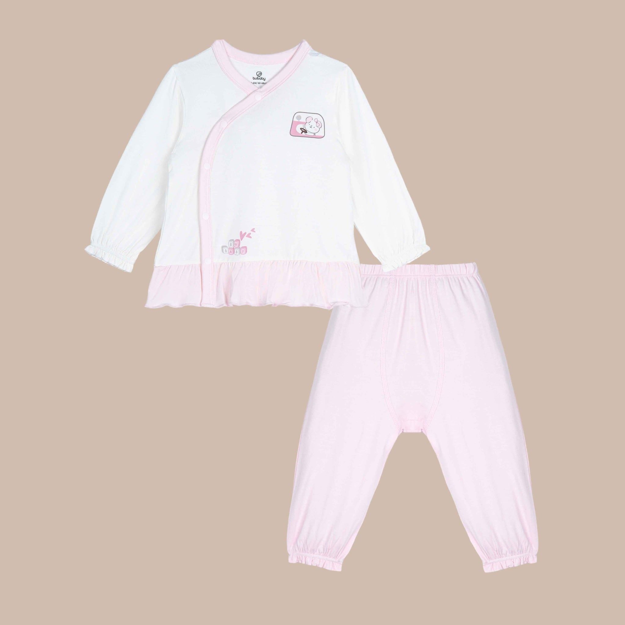 Bộ dài tay cài chéo bé gái Little Car - SBB1108BG