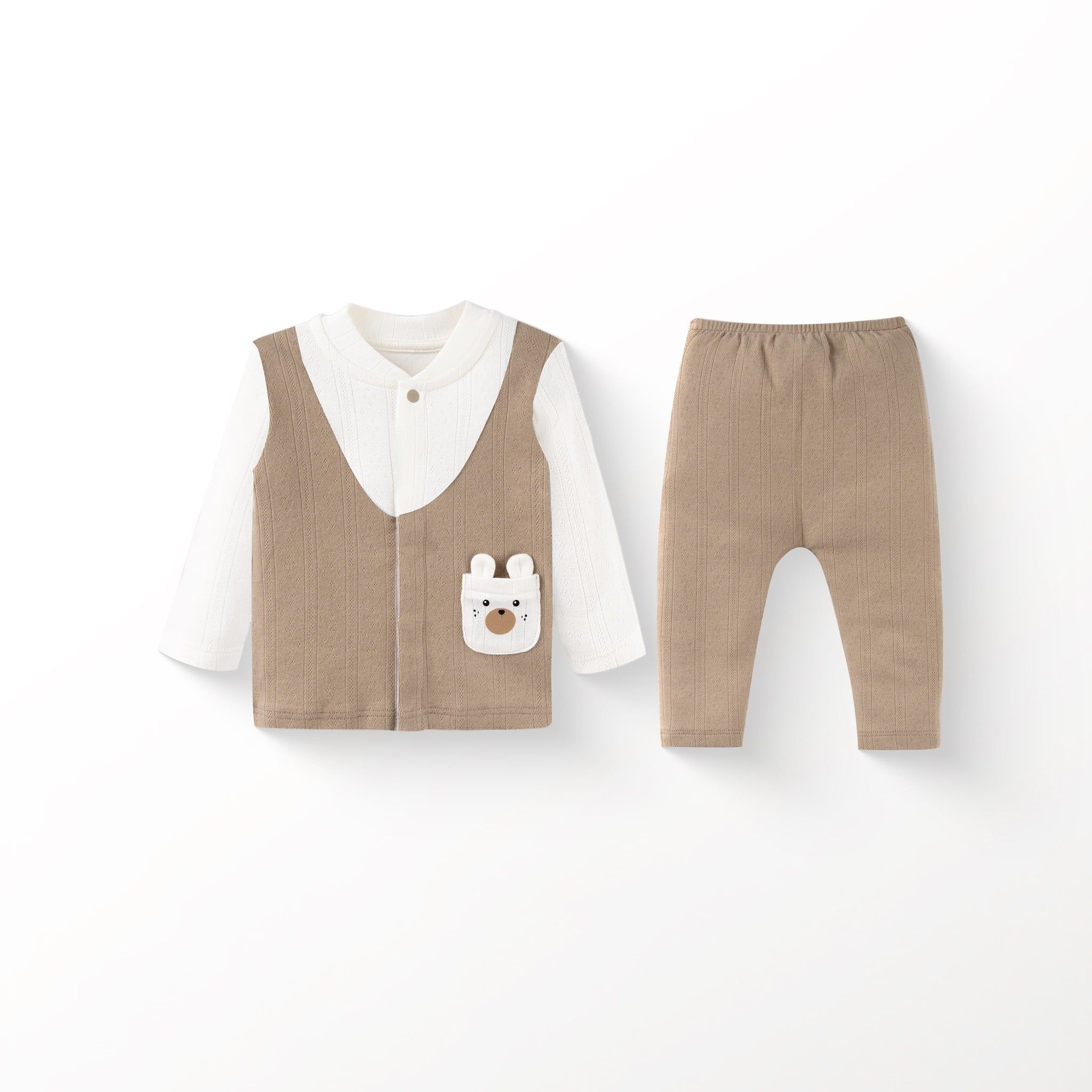 Bộ dài tay cài thẳng Giả vest Jacquard - SCT1102VE