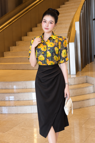 SƠ MI VOON NẸP DẤU BÔNG 1