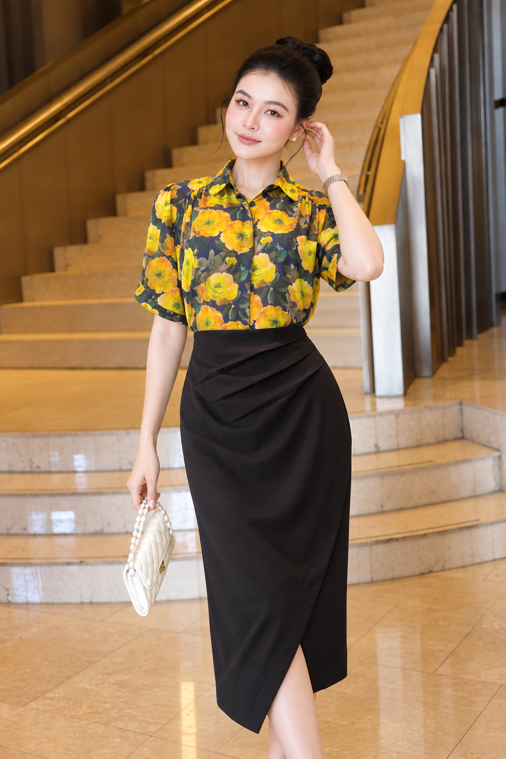 SƠ MI VOON NẸP DẤU BÔNG 1