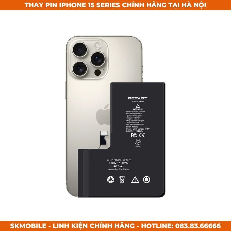 Thay Pin iPhone 15 Pro Max/Plus/Pro | Pin Zin Bóc Máy & Chuẩn Hãng